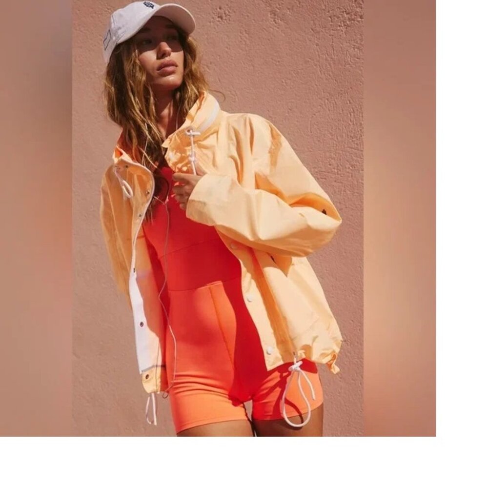 Free People FP Movement Rain And Shine Jacket Orange Small NWT - Picture 2 of 11